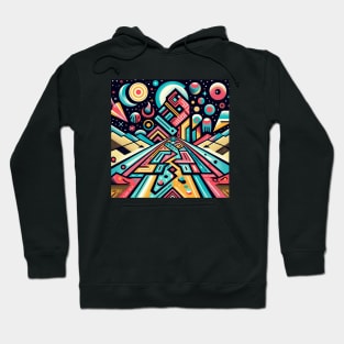 Retrofuturistic Dreamscape: A Synthesis of Space and Geometry Hoodie